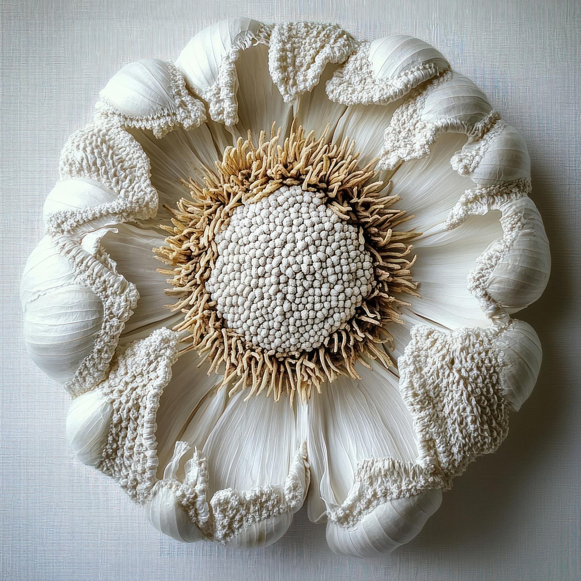 Close-up of embroidered floral patch on linen